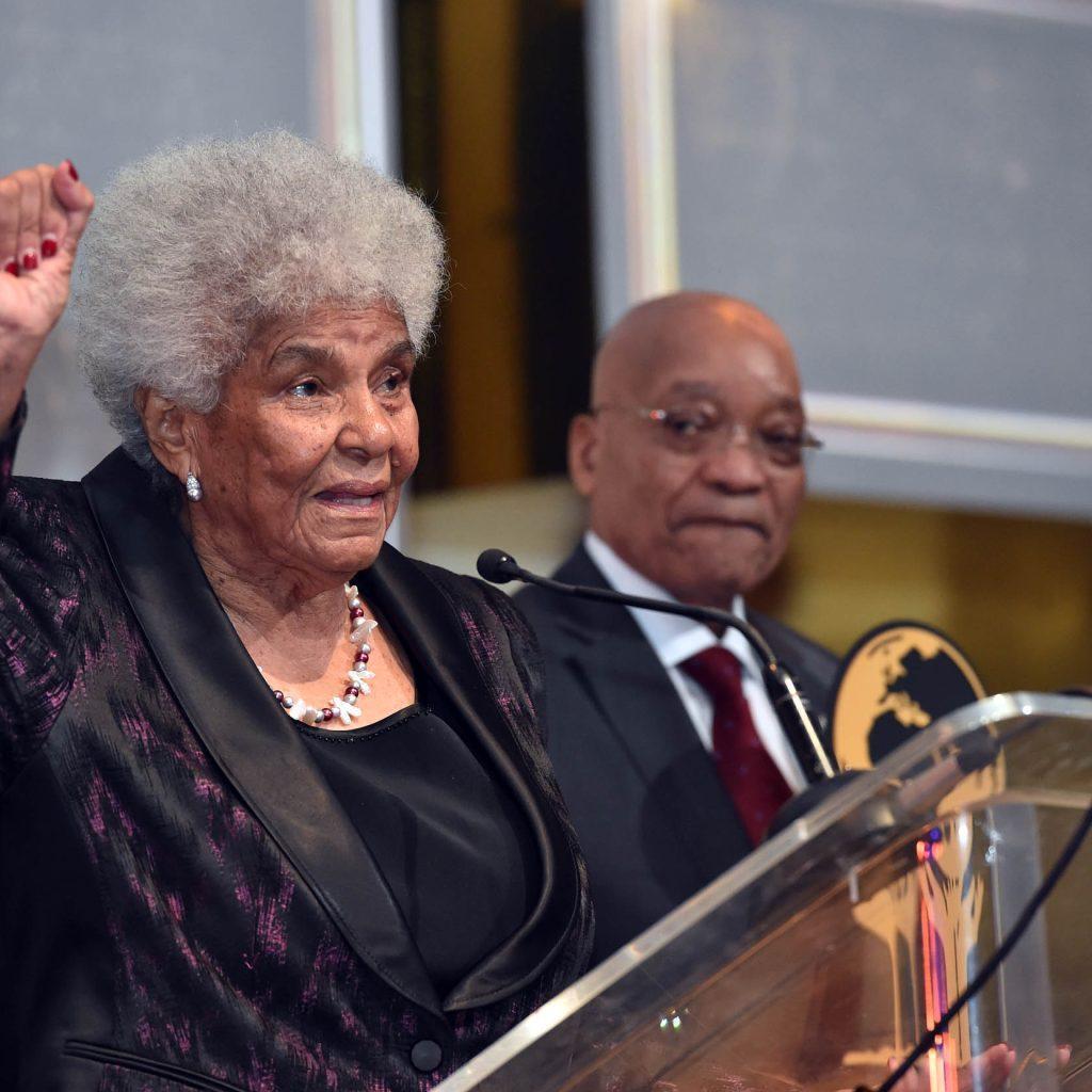 (in the pic - Dr Ruth Mompati delivering her acceptance speech after receiving the OR Tambo Life Time Achievement Award from President Jacob Zuma). President Jacob Zuma attends the inaugural UBUNTU Awards hosted by the Department of International Relations and Cooperations held at the Cape town International Convention Centre. 14/02/2015, Elmond Jiyane, DoC